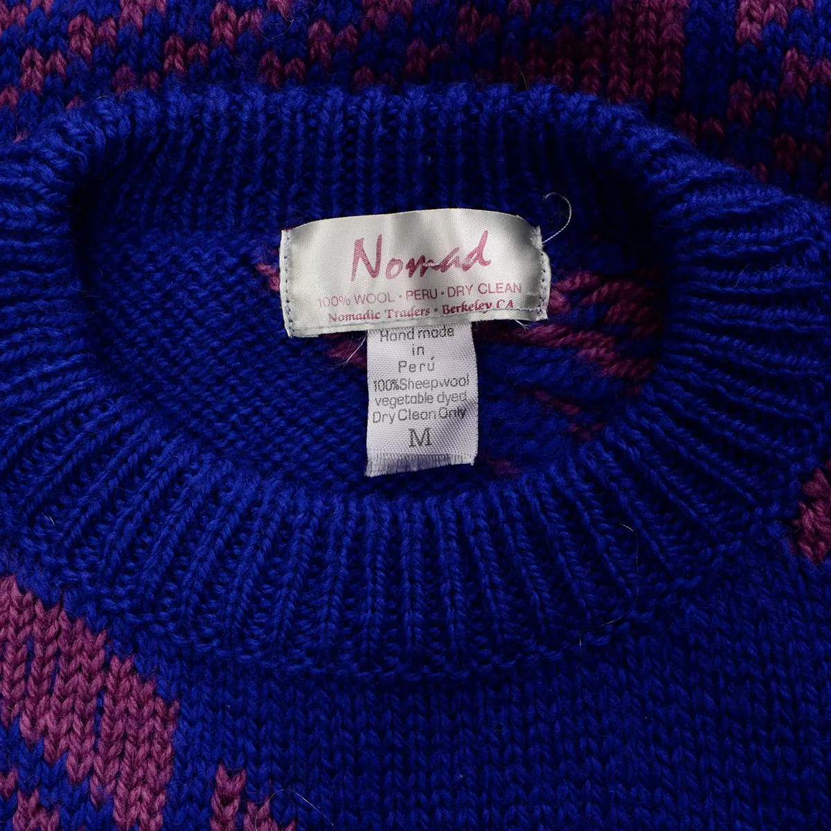 1980s Purple & Blue Knit Wool Pullover Sweater