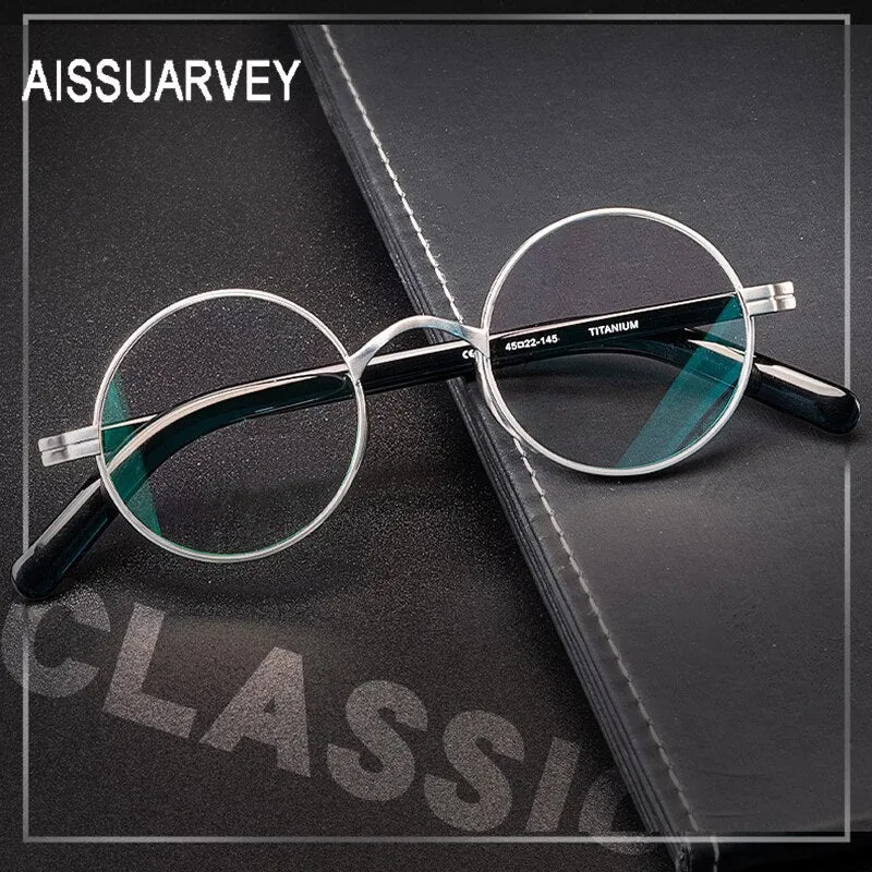 Aissuarvey Full Round Rim Titanium Acetate Frame Unisex Eyeglasses