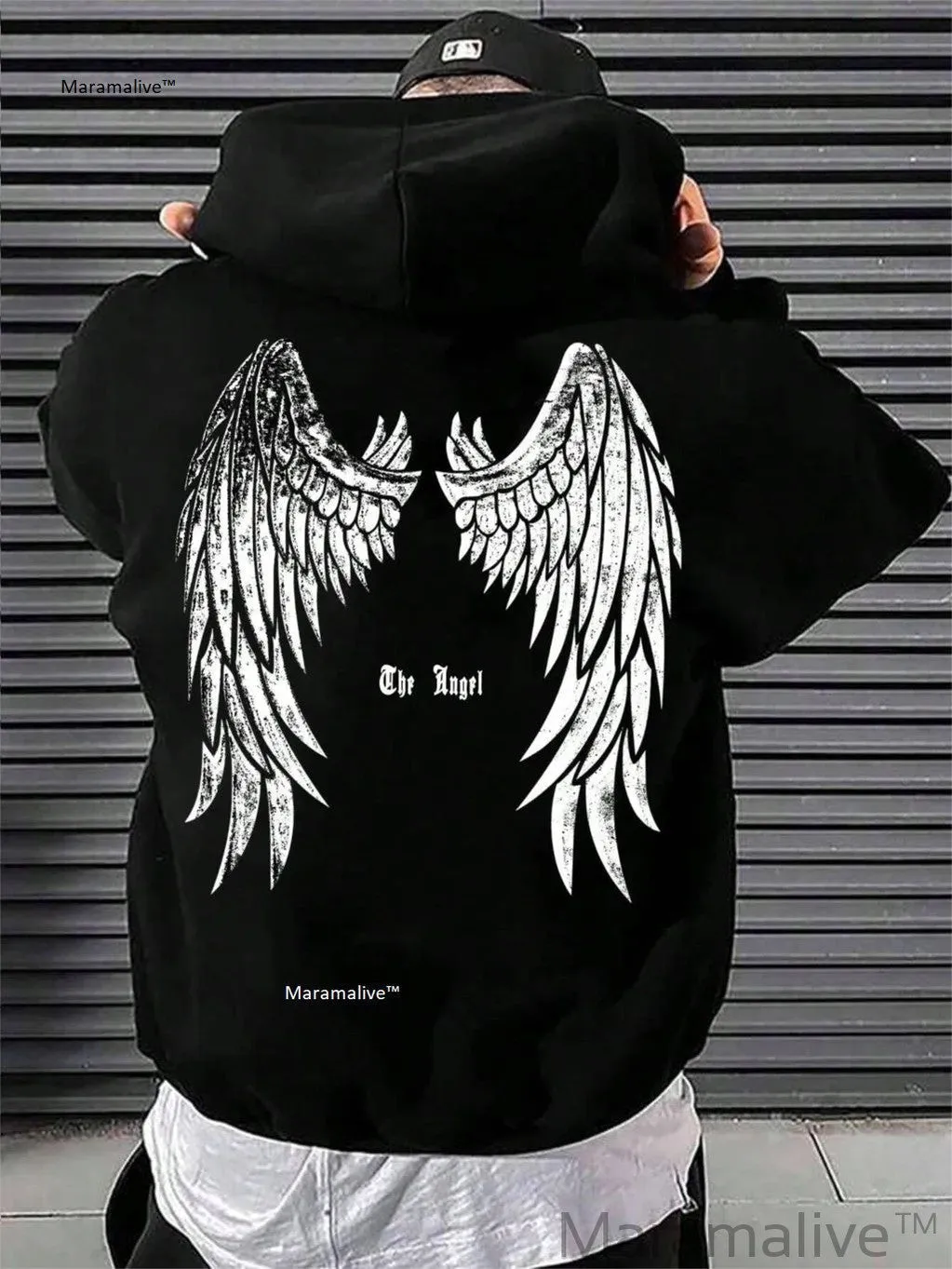 Angel's Wings Printing Unisex Hoodie O-Neck All Match Loose Sweatshirt Fashion Fleece Basic Daily Comfortable Hoodie Autumn Clothes