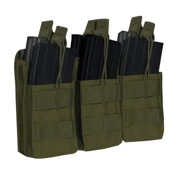 Army OD Green MOLLE Open Top Six Rifle Mag Pouch