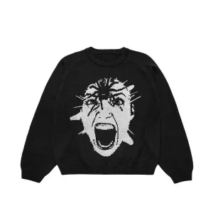 Back To School Joskaa 2024 Fall Fashion  Men's Vintage Knitwear Innovative Funny Portrait Graphic Sweaters Women Winter Harajuku Oversized Pullover Sweater Aesthetic