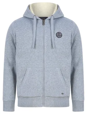 Billsburg Chunky Zip Through Borg Lined Fleece Hoodie in Light Grey Marl - Tokyo Laundry