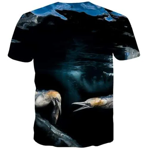 Bird T shirts Men Fish Shirt Print Ocean Tshirts Cool Colorful T shirts Funny