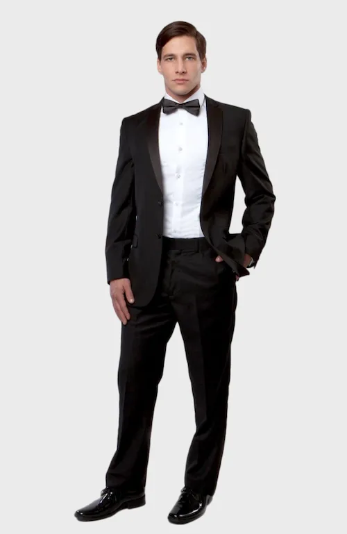 Black 2 Button Notch Lapel Slim Fit Tuxedo