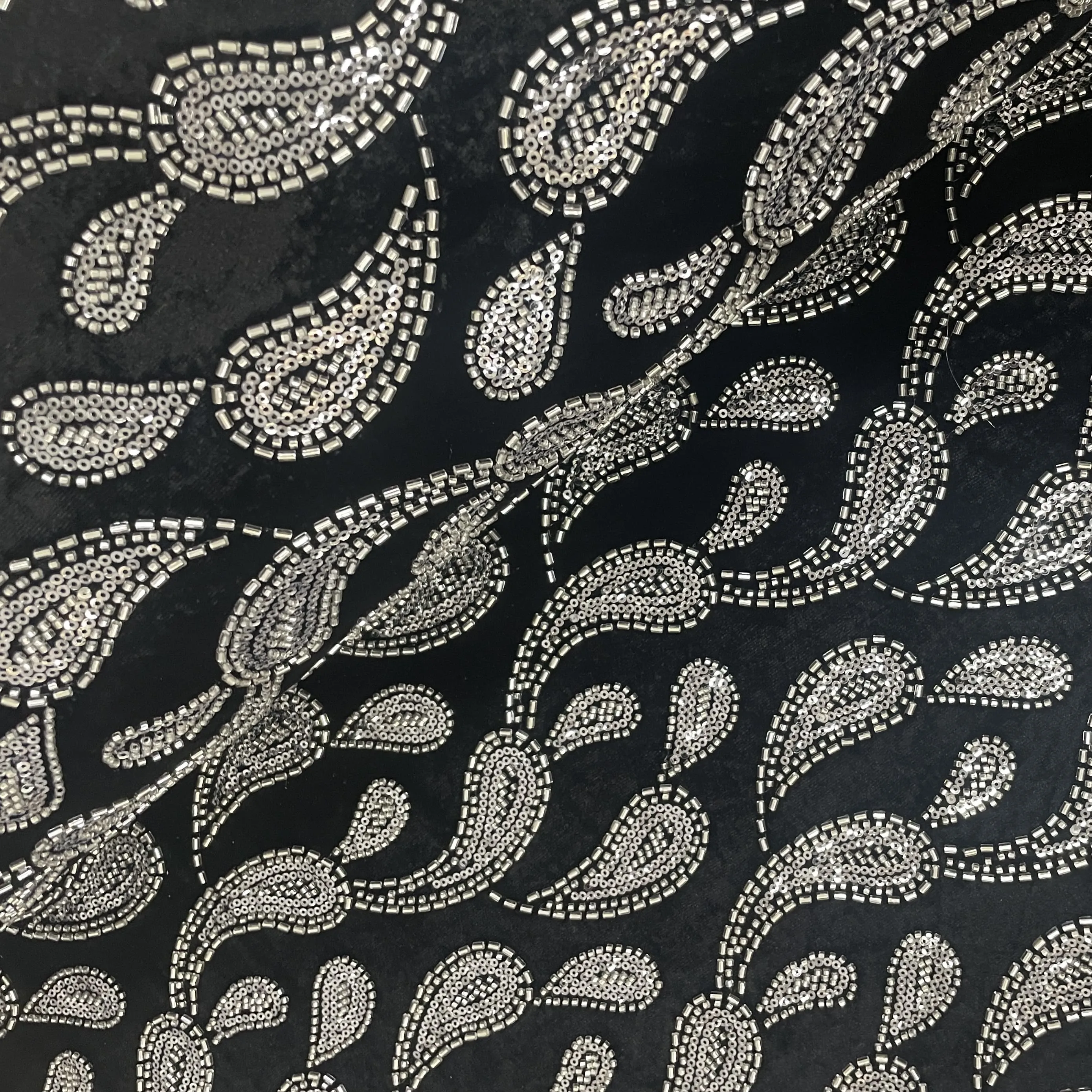 Black Paisley Velvet Fabric 19347