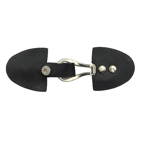 Black PU Snap Belt Buckle With Silver