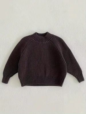 Boys Thick Knit Pullover Turtleneck Sweater, Long Sleeves, Perfect For Autumn And Winter