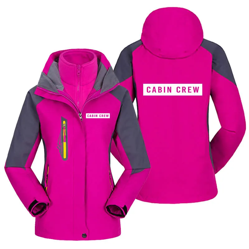 Cabin Crew Text Designed Thick "WOMEN" Skiing Jackets