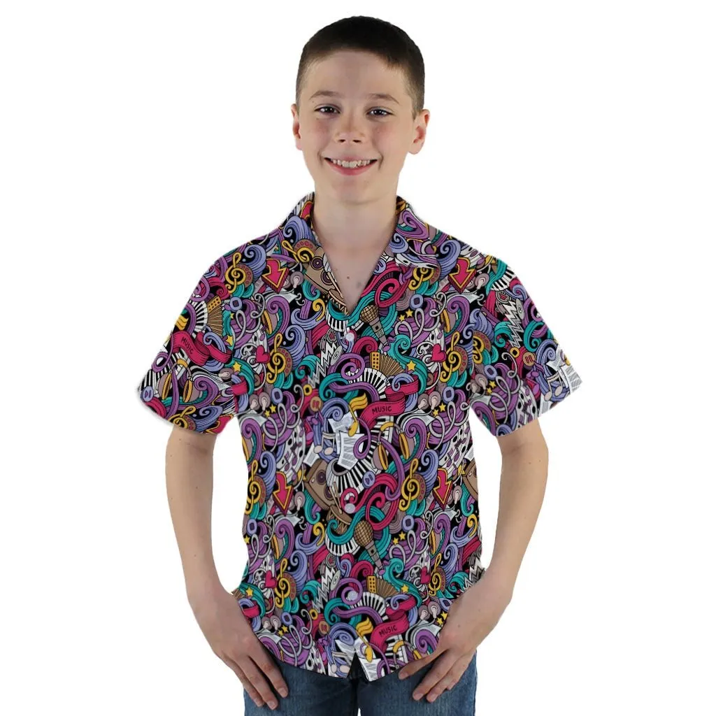 Cartoon Music Doodles Youth Hawaiian Shirt