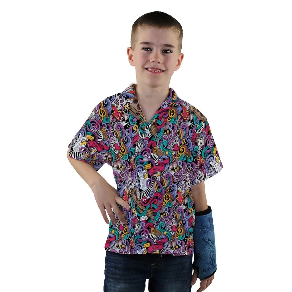 Cartoon Music Doodles Youth Hawaiian Shirt