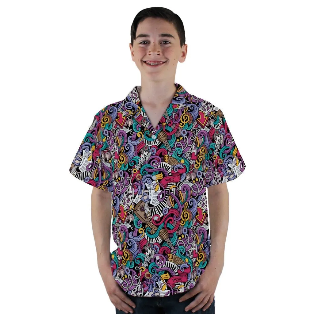 Cartoon Music Doodles Youth Hawaiian Shirt