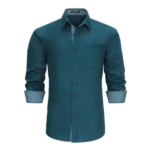 Casual Formal Shirt with Pocket - TEAL