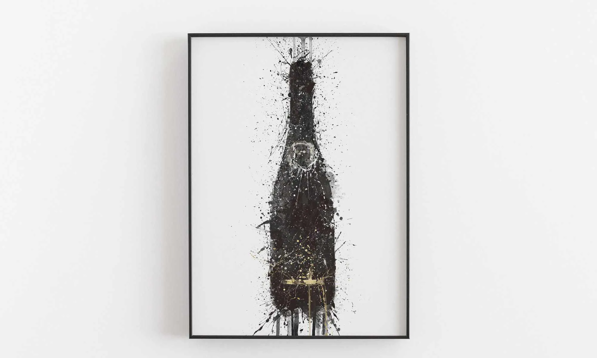 Champagne Bottle Wall Art Print 'Black Fizz'