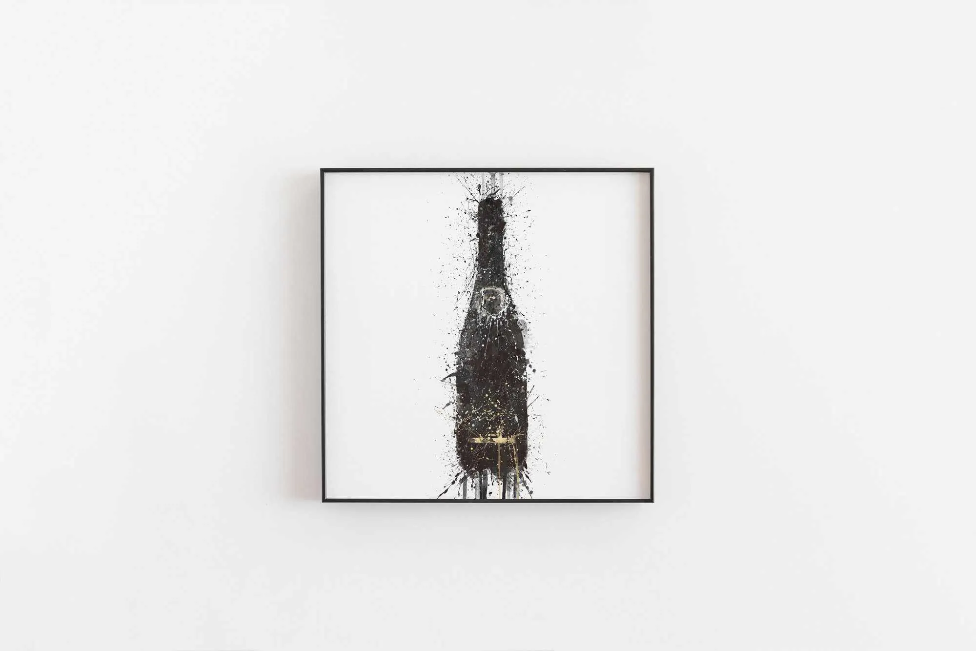 Champagne Bottle Wall Art Print 'Black Fizz'