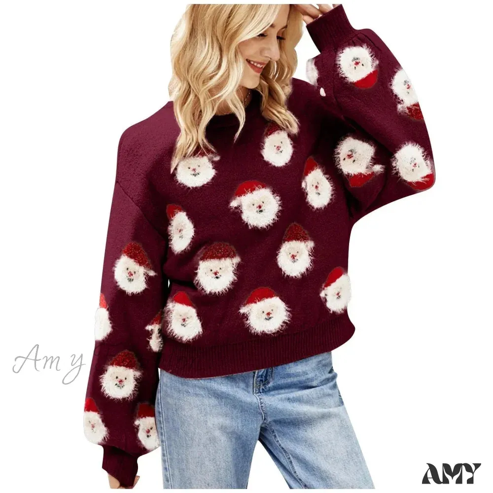 Christmas Santa Head Oversized Sweater