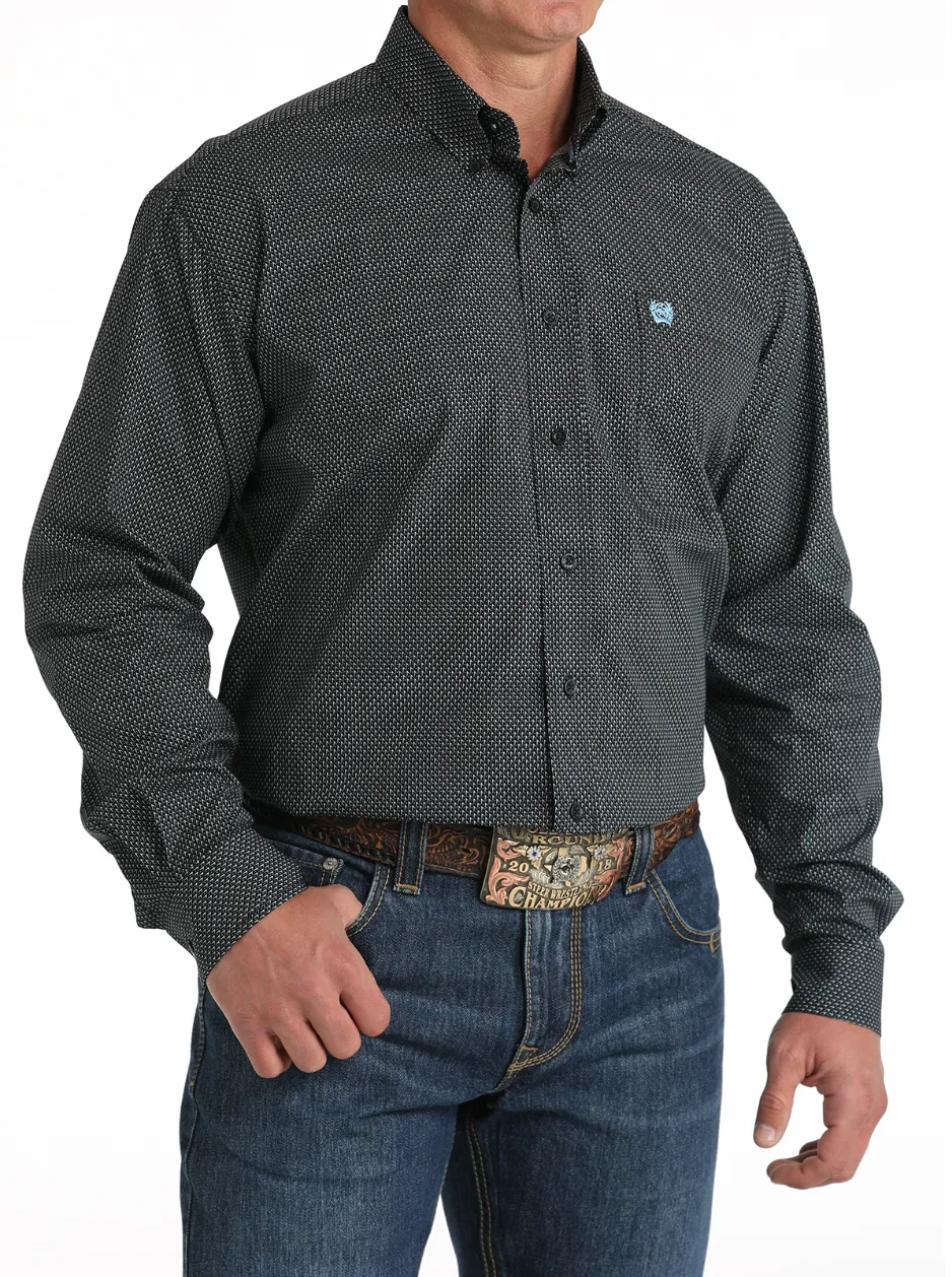 Cinch Men's Black Print Button Long Sleeve Western Shirt MTW1105799