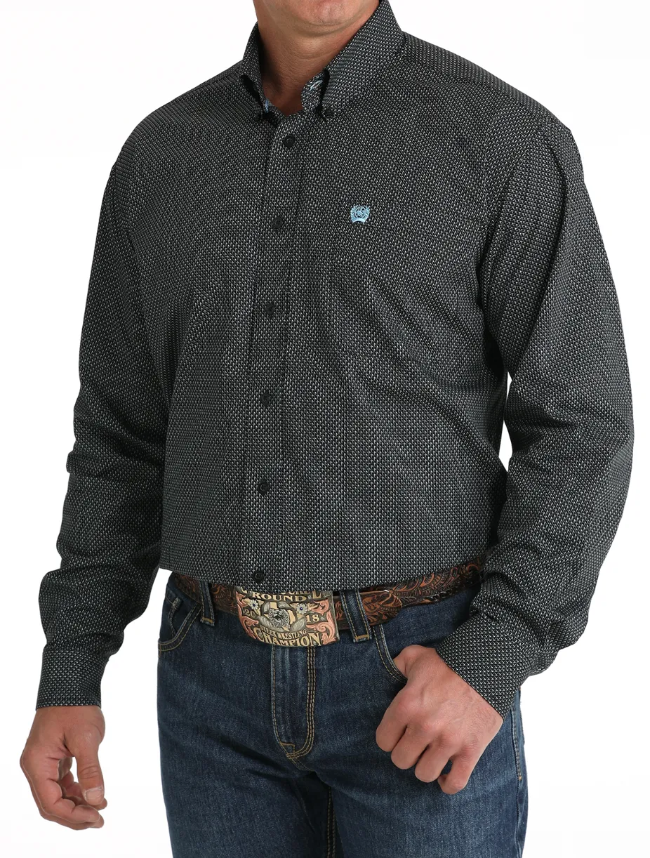 Cinch Men's Black Print Button Long Sleeve Western Shirt MTW1105799