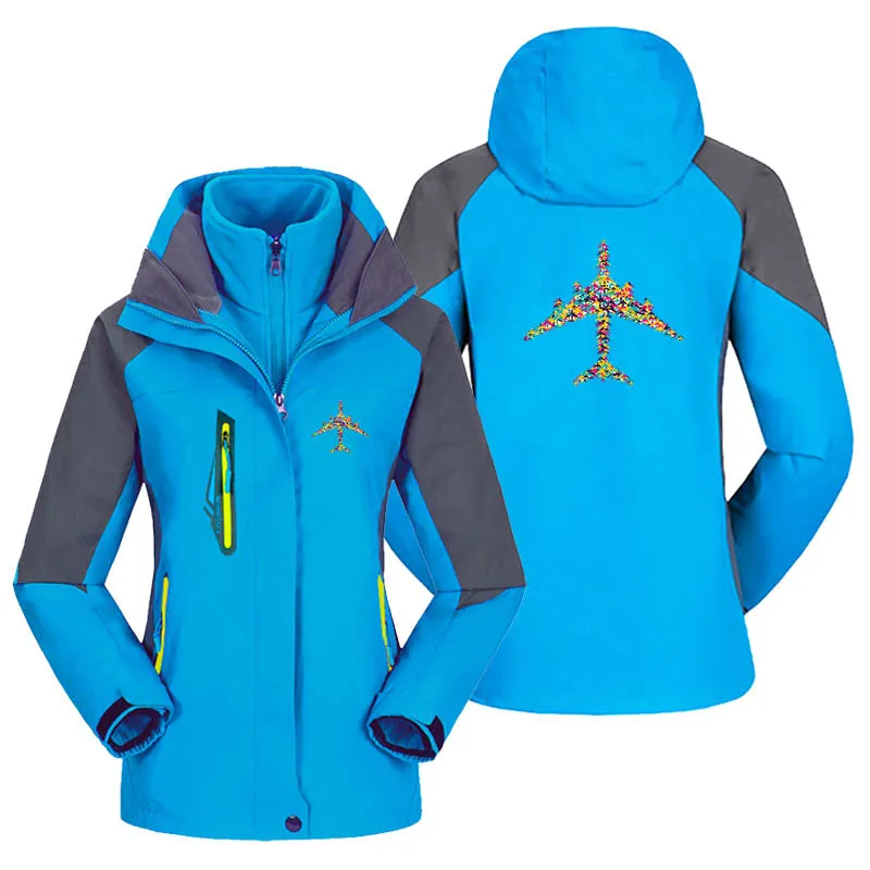 Colourful Airplane Designed Thick "WOMEN" Skiing Jackets