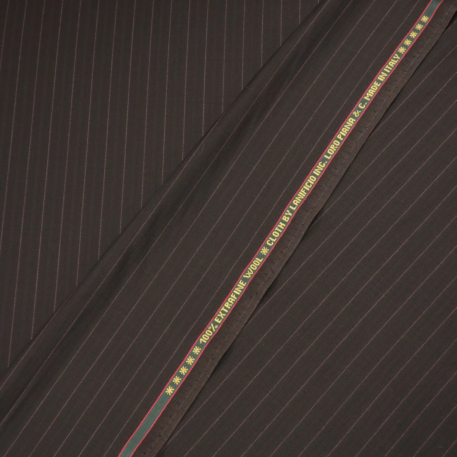 Dark Brown and Purple Stripe Loro Piana Extrafine Wool Fabric