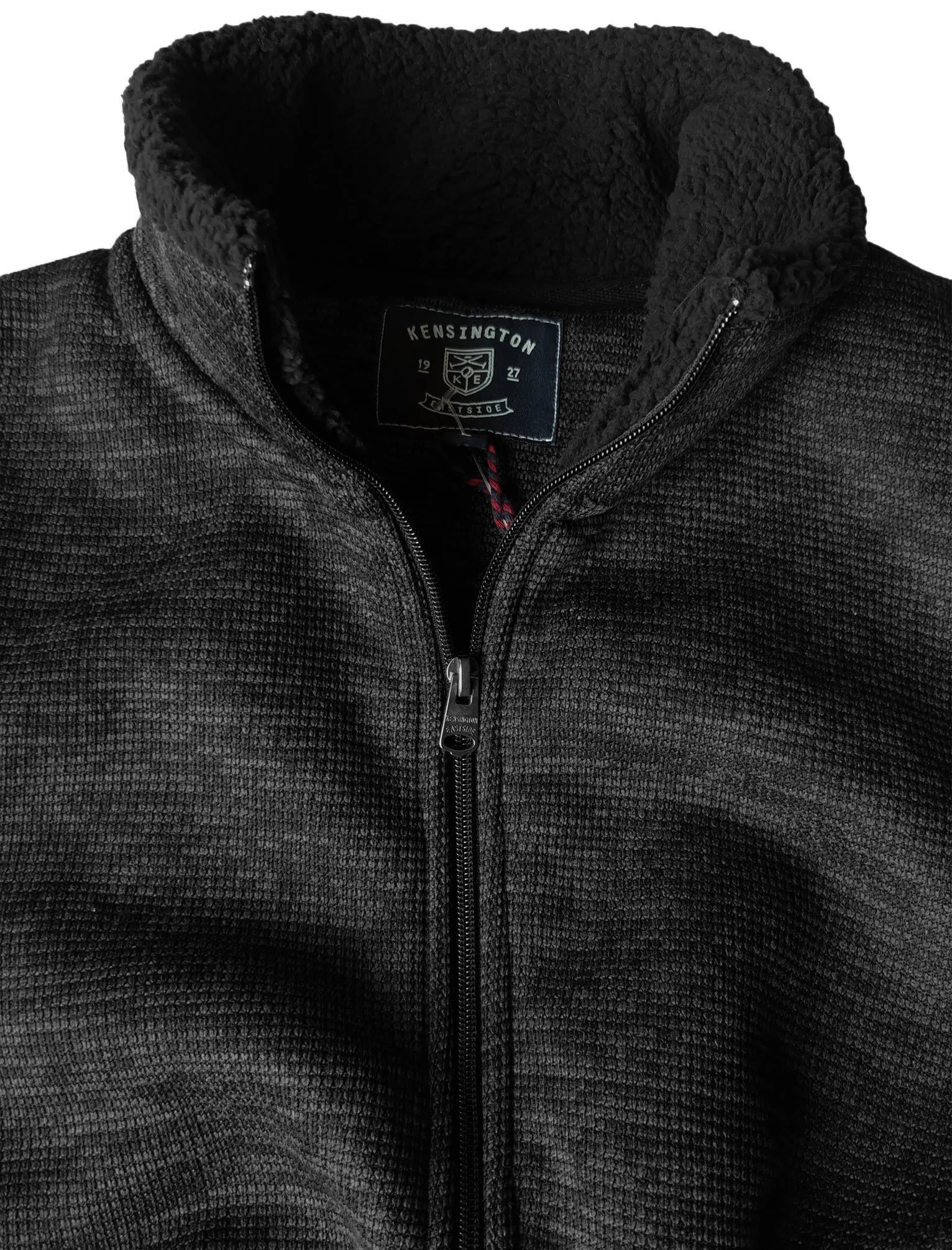 Devonport Borg Lined Zip Through Bonded Fleece In Charcoal - Kensington Eastside