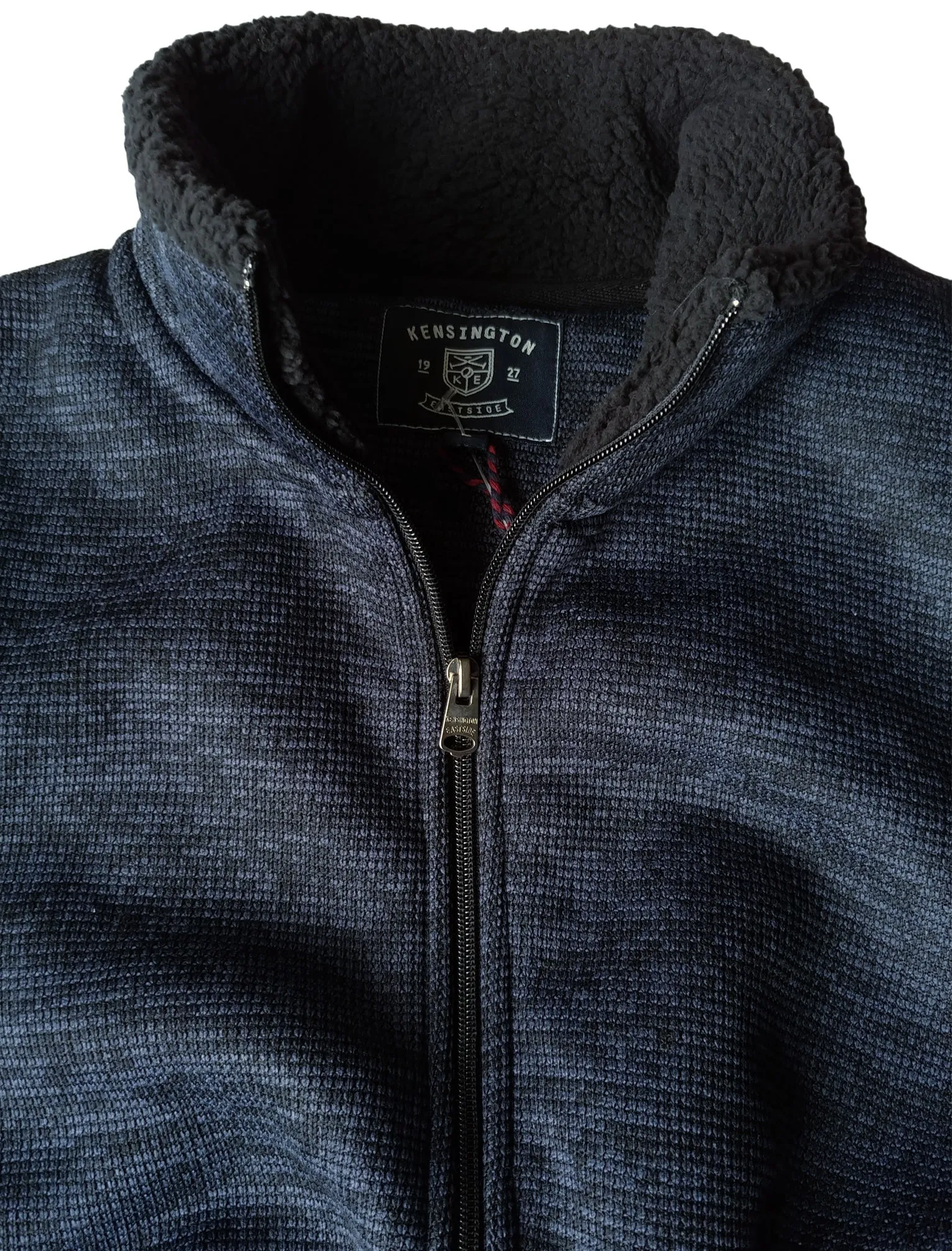 Devonport Borg Lined Zip Through Bonded Fleece In Navy - Kensington Eastside