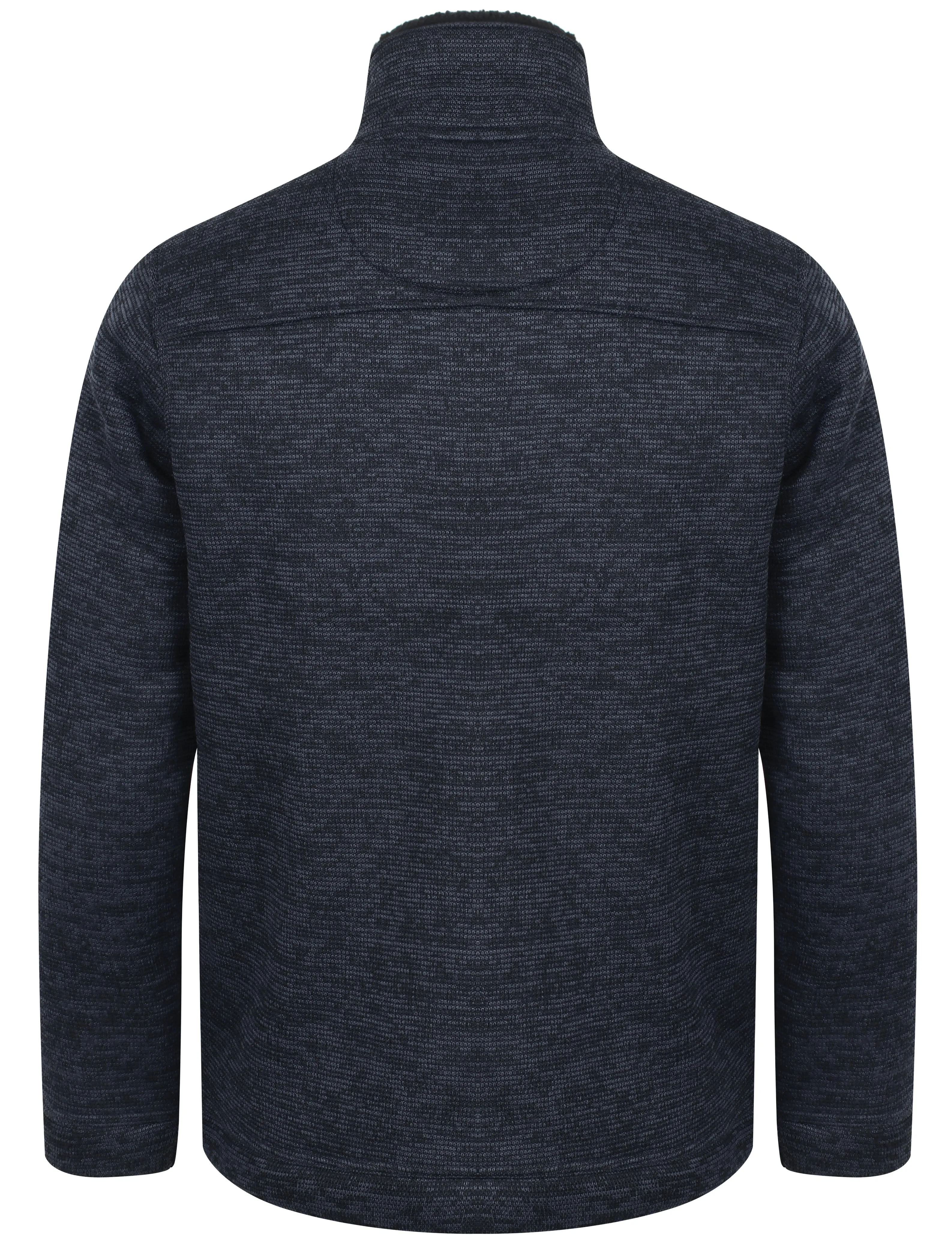 Devonport Borg Lined Zip Through Bonded Fleece In Navy - Kensington Eastside