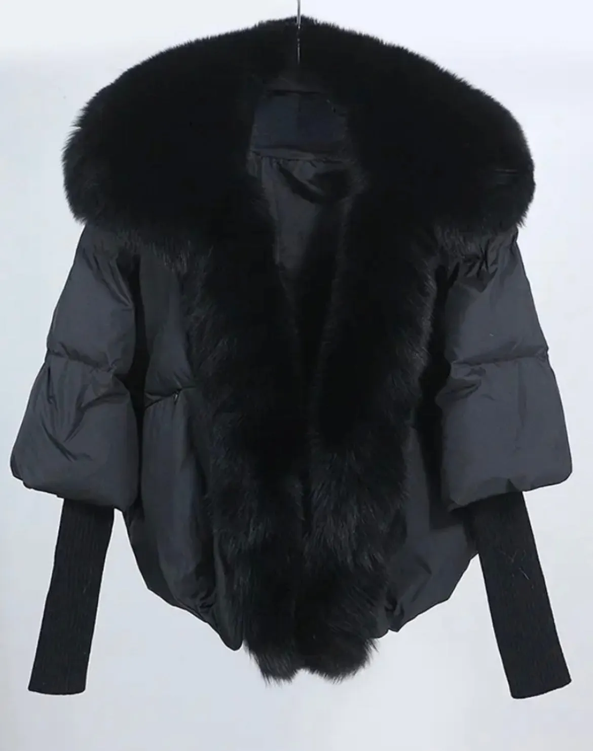 Down Puffer Jacket with Fox Fur