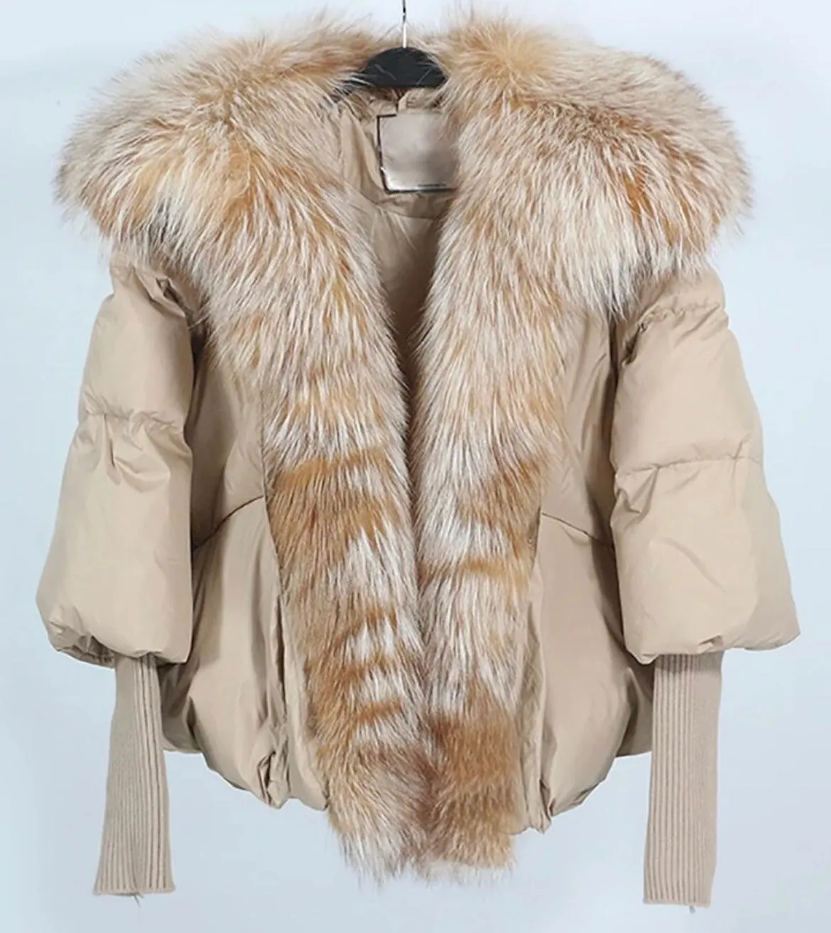 Down Puffer Jacket with Fox Fur