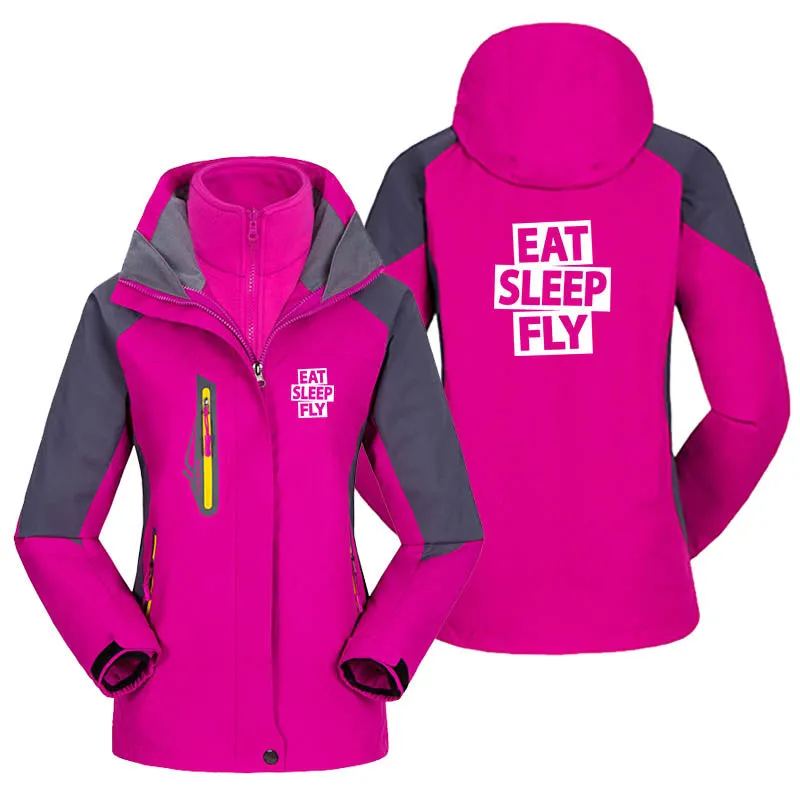 Eat Sleep Fly Designed Thick "WOMEN" Skiing Jackets