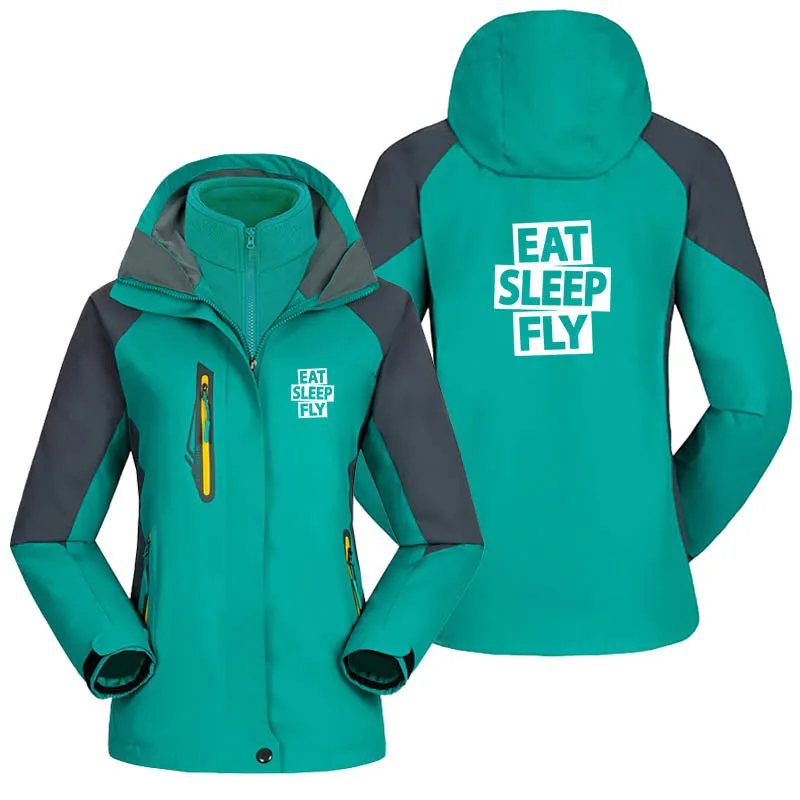 Eat Sleep Fly Designed Thick "WOMEN" Skiing Jackets