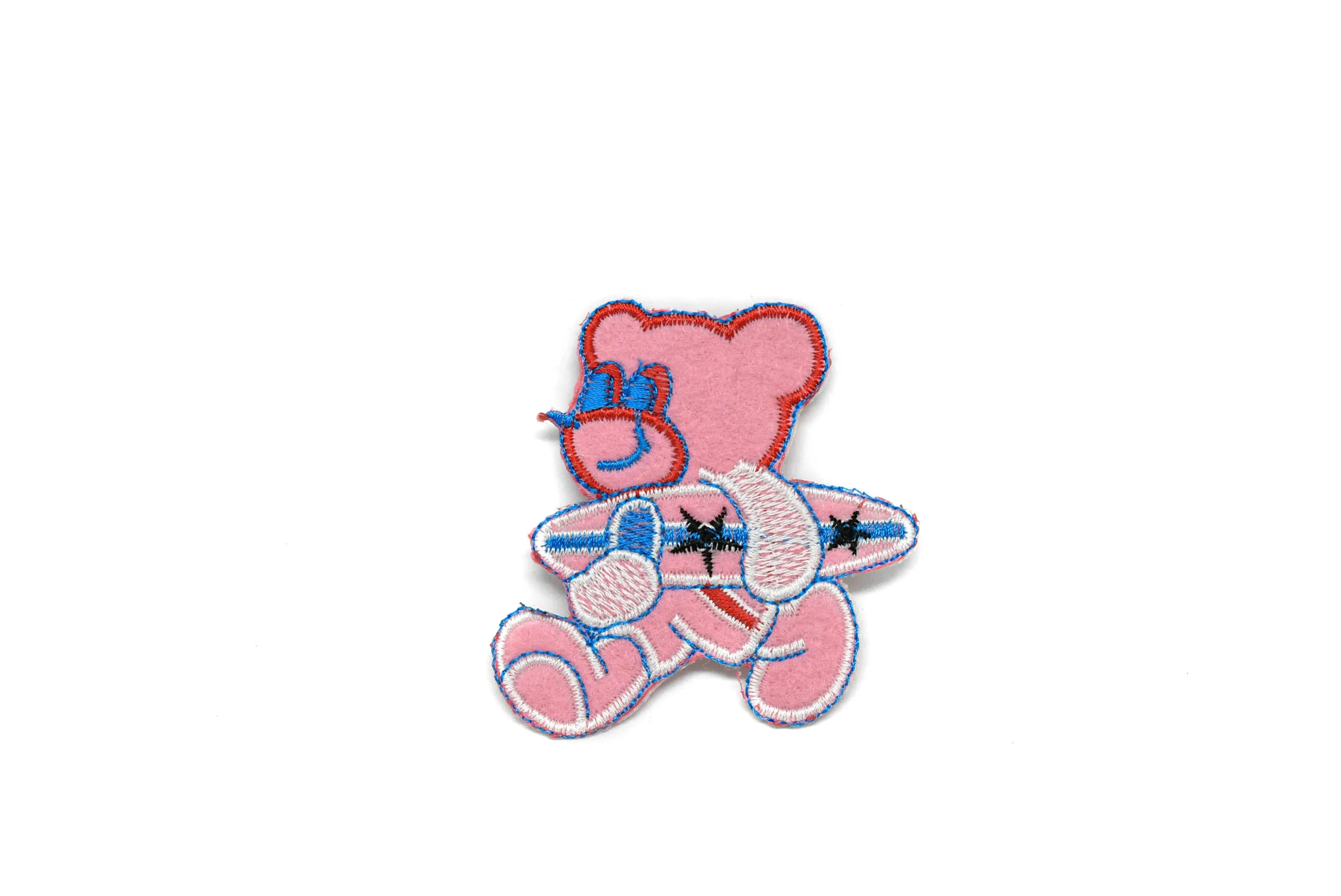 Embroidered Pink Surfer Bear Iron-on Patch 2.75" x 2.13""