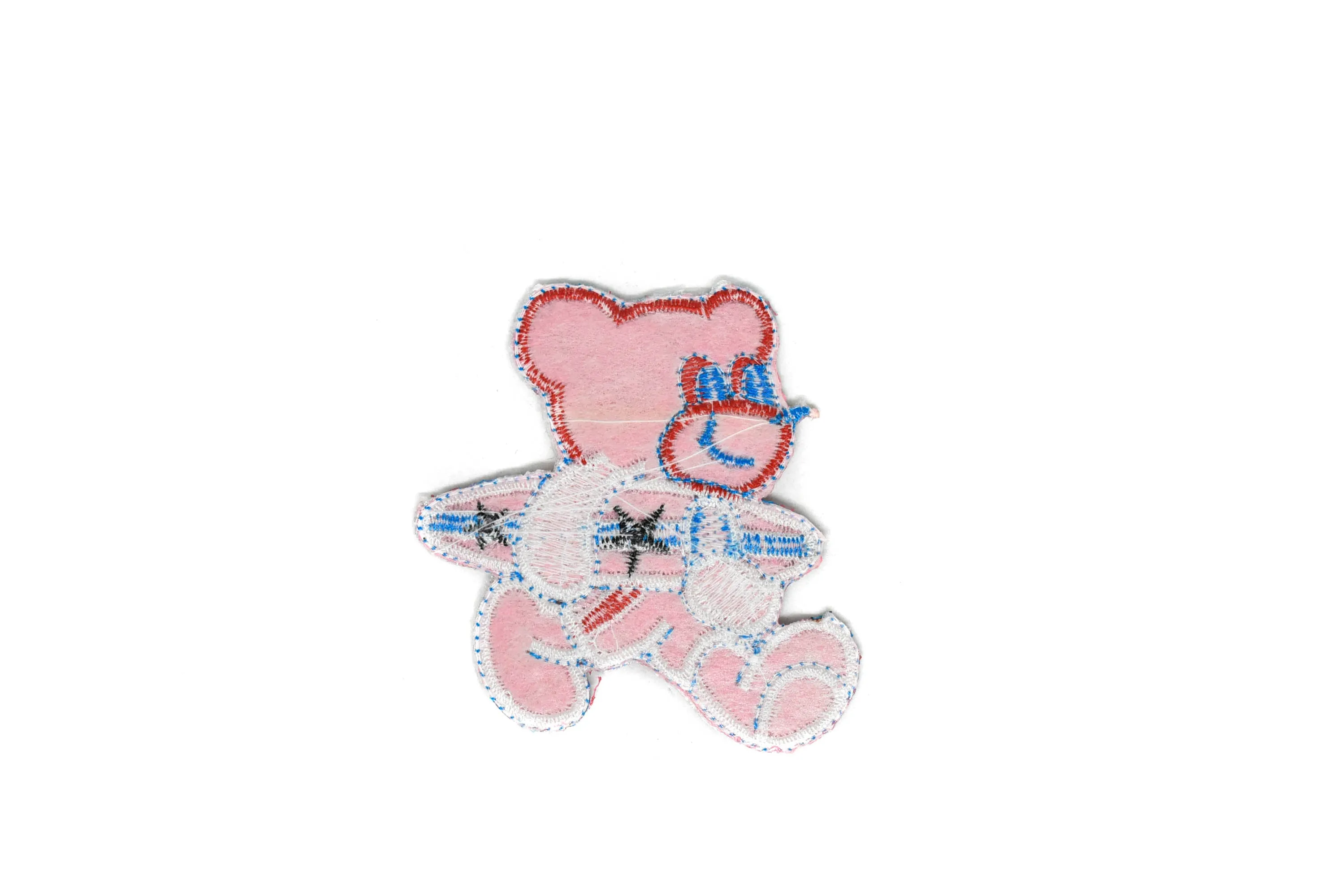 Embroidered Pink Surfer Bear Iron-on Patch 2.75" x 2.13""