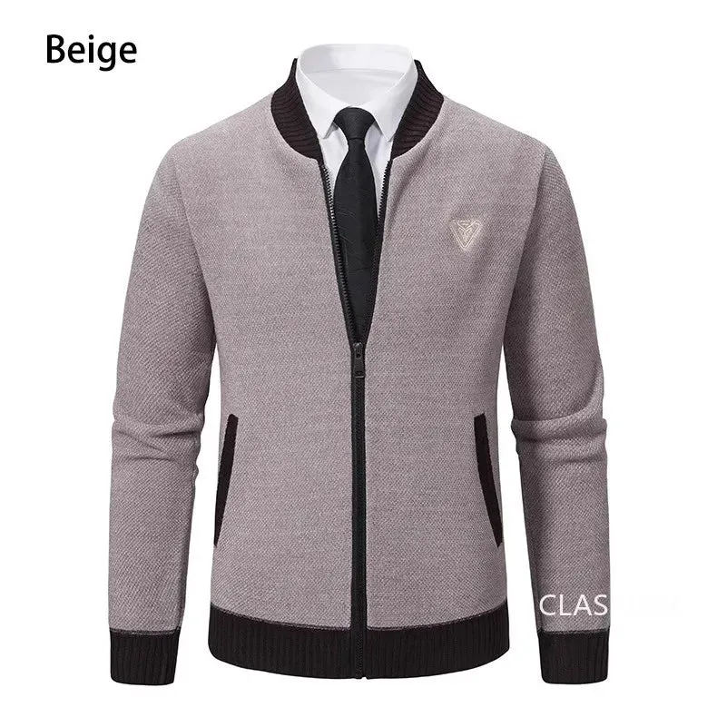 Flat Knitted High Quality Fleece Thick Warm Slim Sweater Jacket