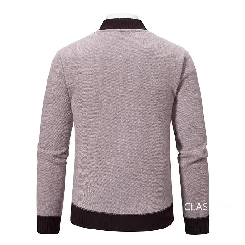 Flat Knitted High Quality Fleece Thick Warm Slim Sweater Jacket