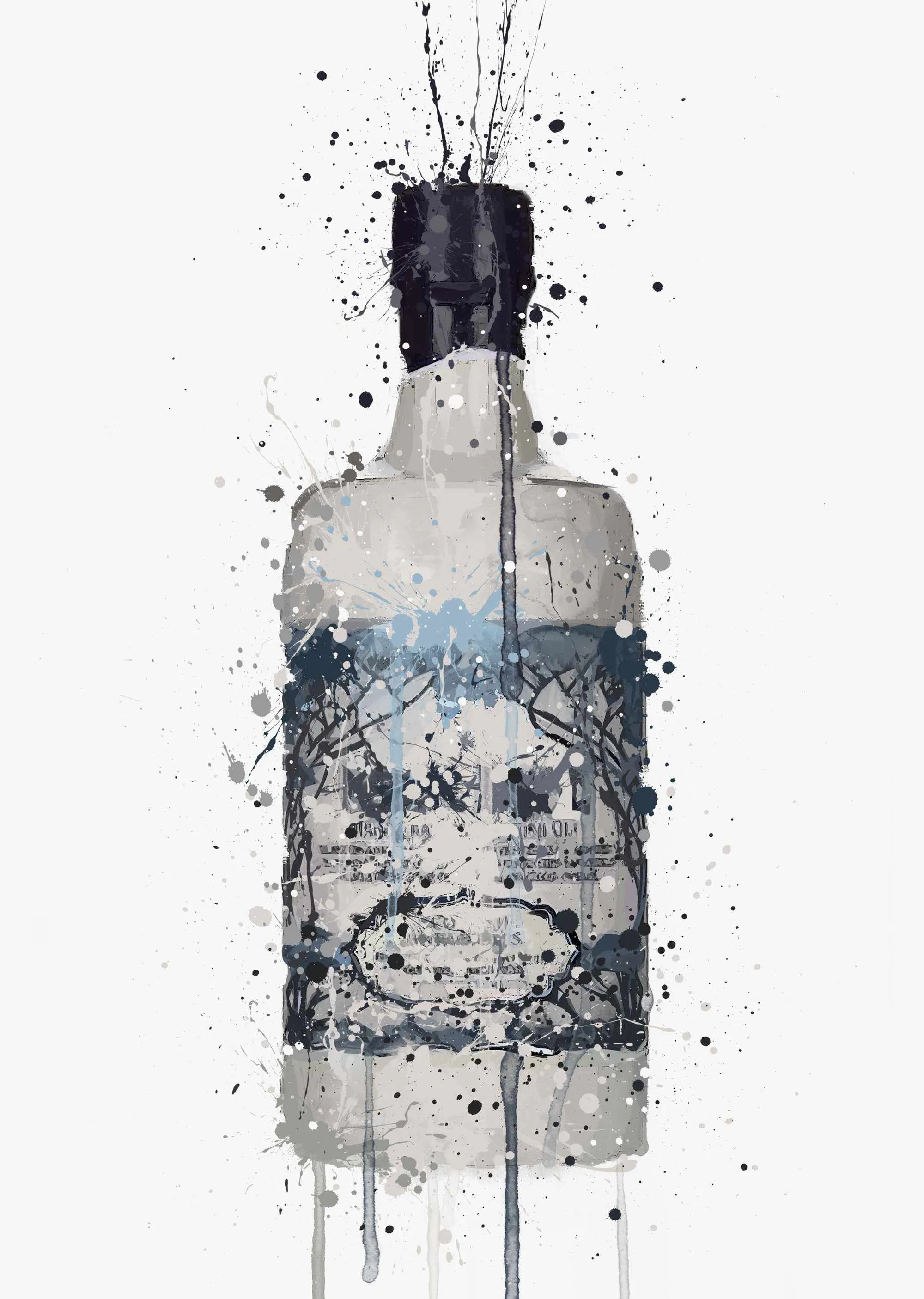 Gin Bottle Wall Art Print 'Rock Pool'