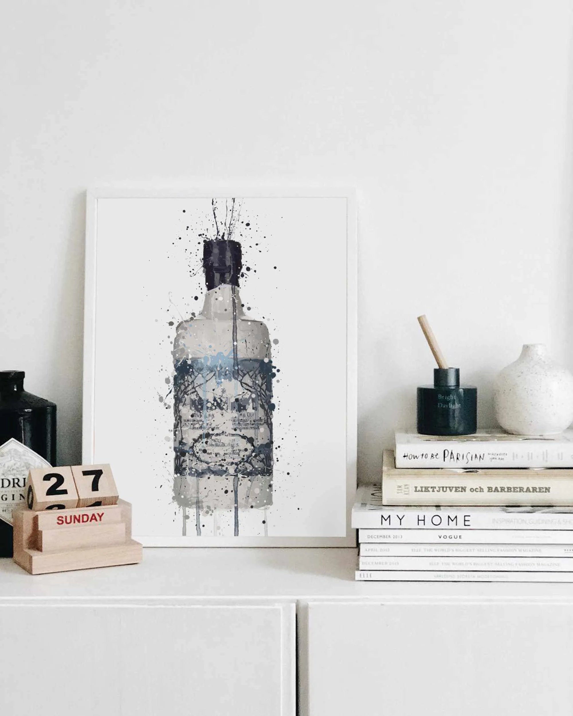 Gin Bottle Wall Art Print 'Rock Pool'