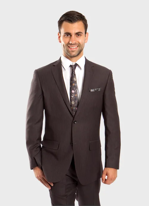 Grey 100% Wool Stripe Suit