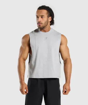 Gymshark Premium Lifting Boxy Cut Off Tank - Light Grey Marl