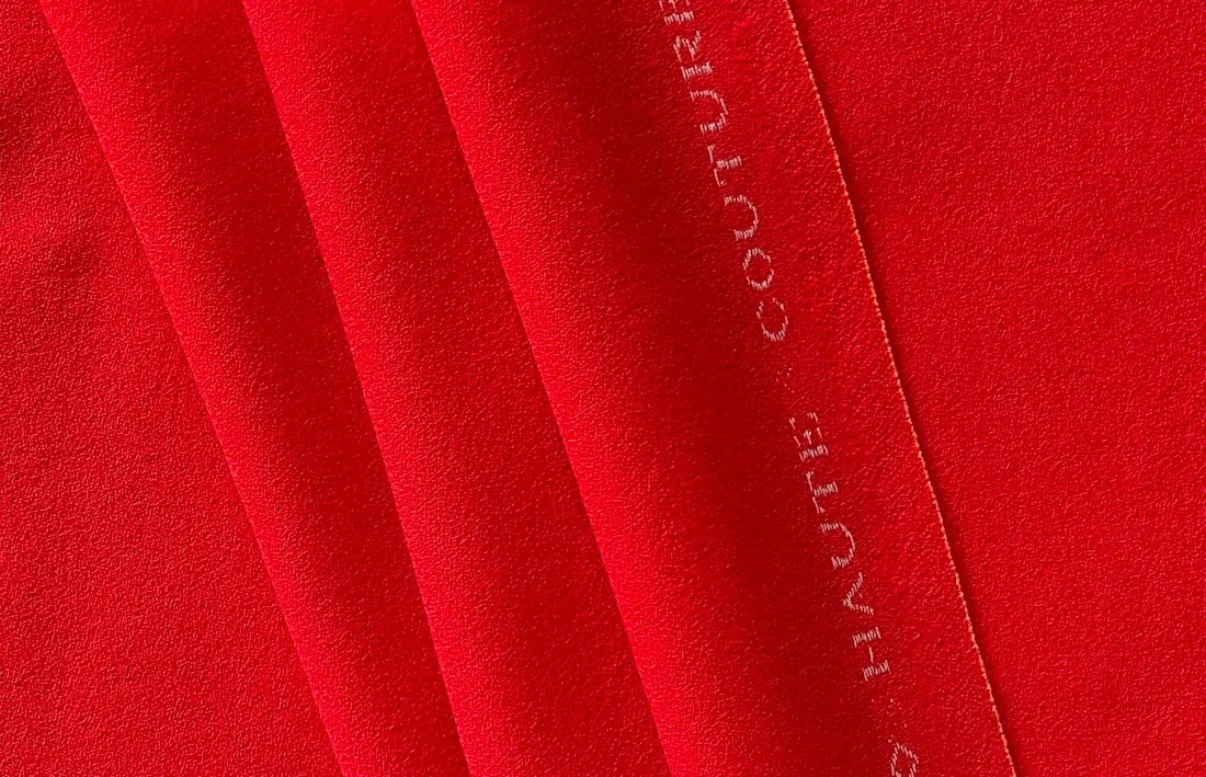 High-End Vermilion Sparks Selvedged Wool Crepe (Made in Italy)