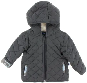 KicKee Pants Stone with London Dogs Quilted Jacket with Sherpa-Lined Hood