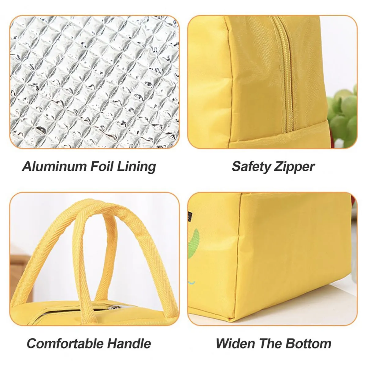 Lunch Box Insulated Bag Soft Leakproof Lunch Bag for Kids Men Women, Durable Thermal Lunch Pail for School Work Office | Fit 6 Cans-Yellow Zebra