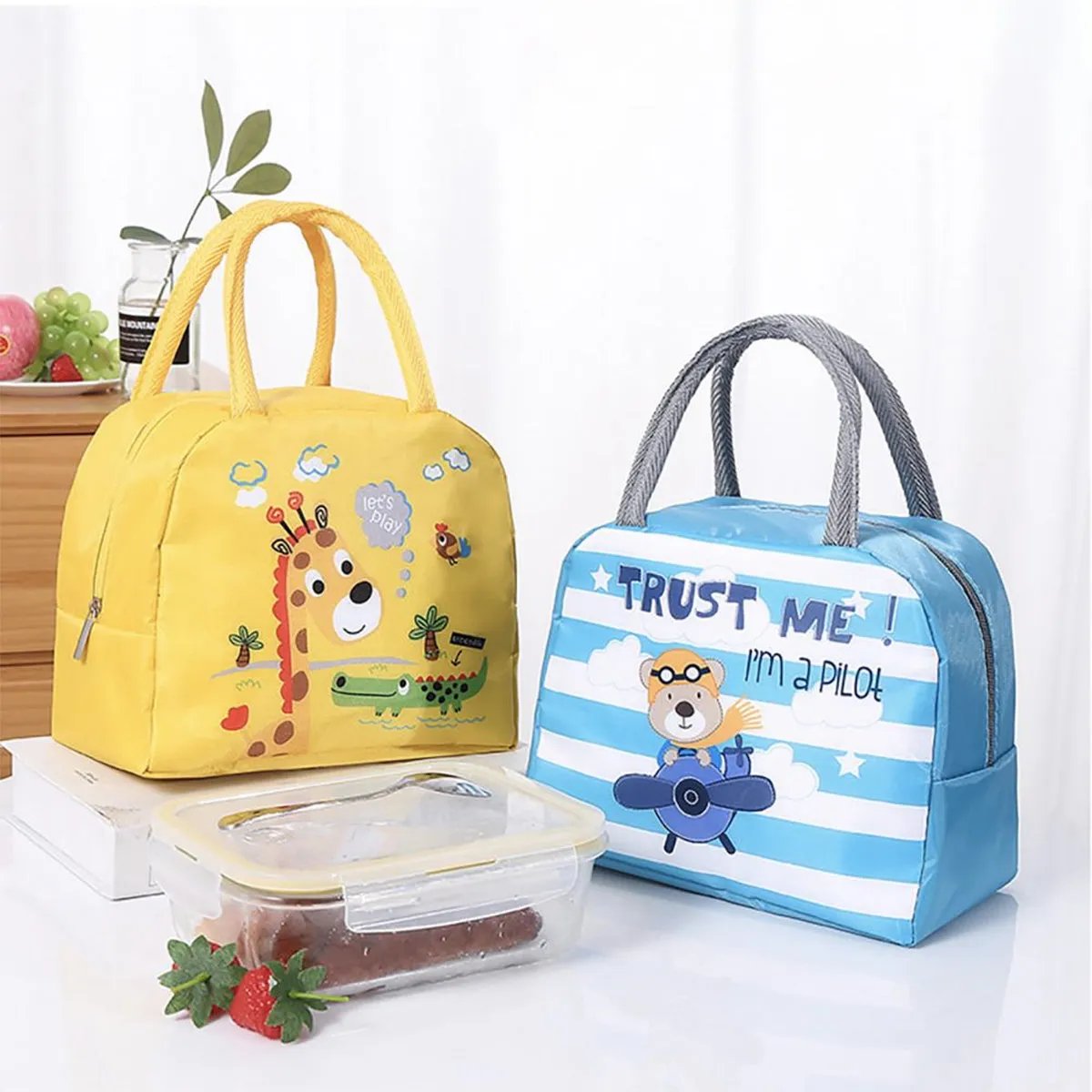 Lunch Box Insulated Bag Soft Leakproof Lunch Bag for Kids Men Women, Durable Thermal Lunch Pail for School Work Office | Fit 6 Cans-Yellow Zebra