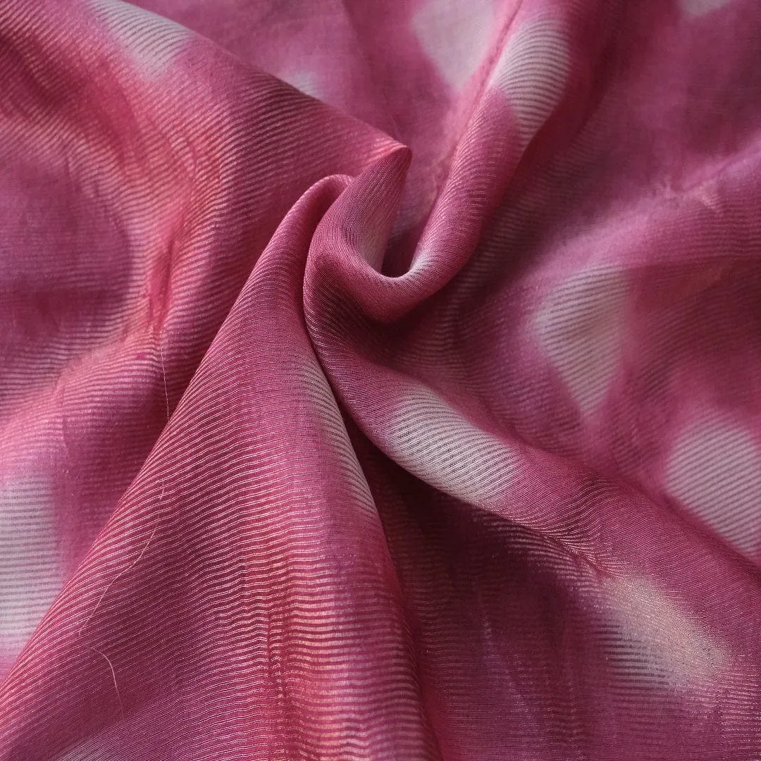 Majenta Tie Dye Silk Chanderi Fabric