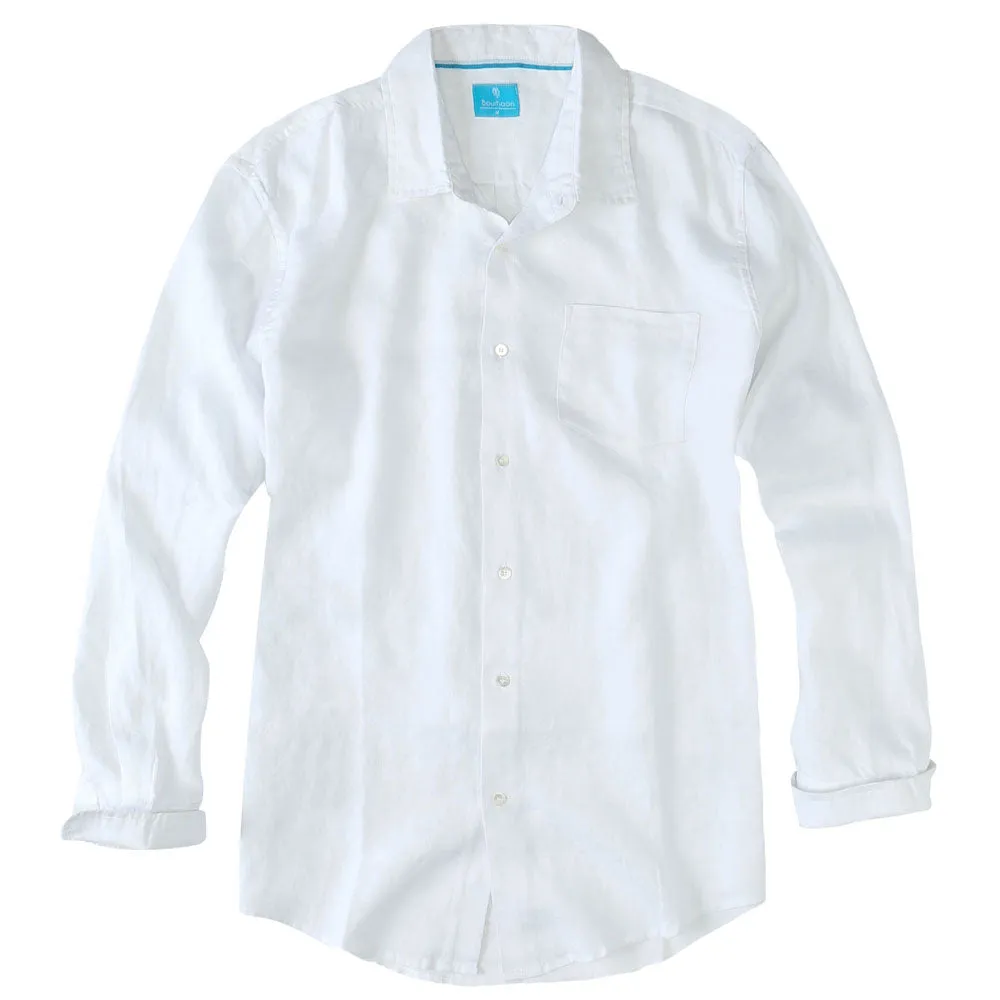 Men's Regular Fit Long Sleeve 100% Linen Shirt