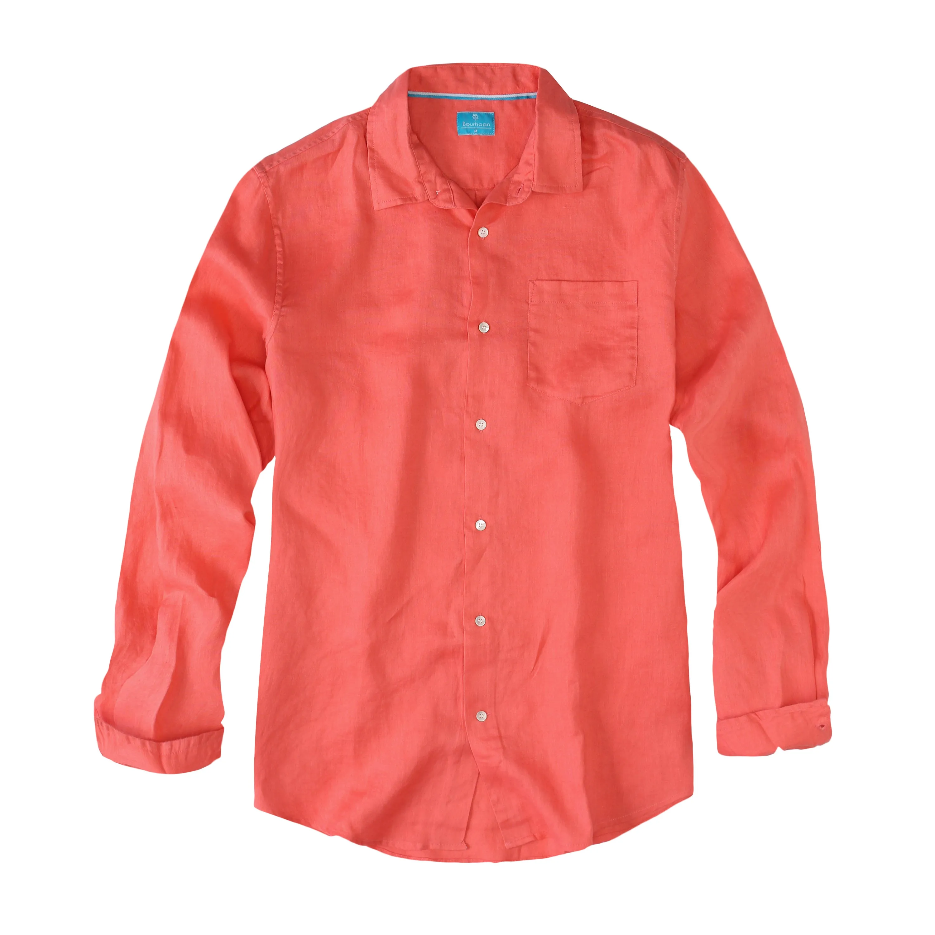 Men's Regular Fit Long Sleeve 100% Linen Shirt