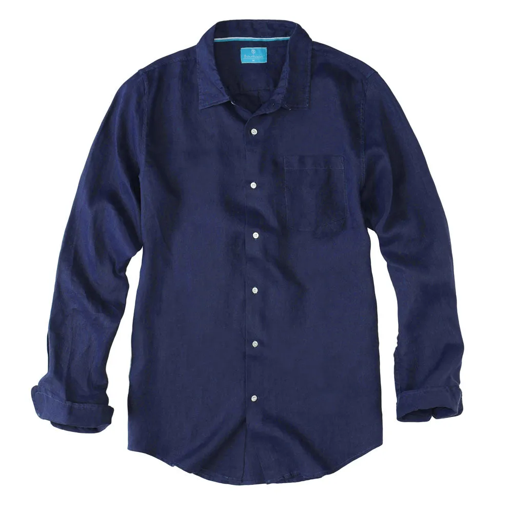 Men's Regular Fit Long Sleeve 100% Linen Shirt