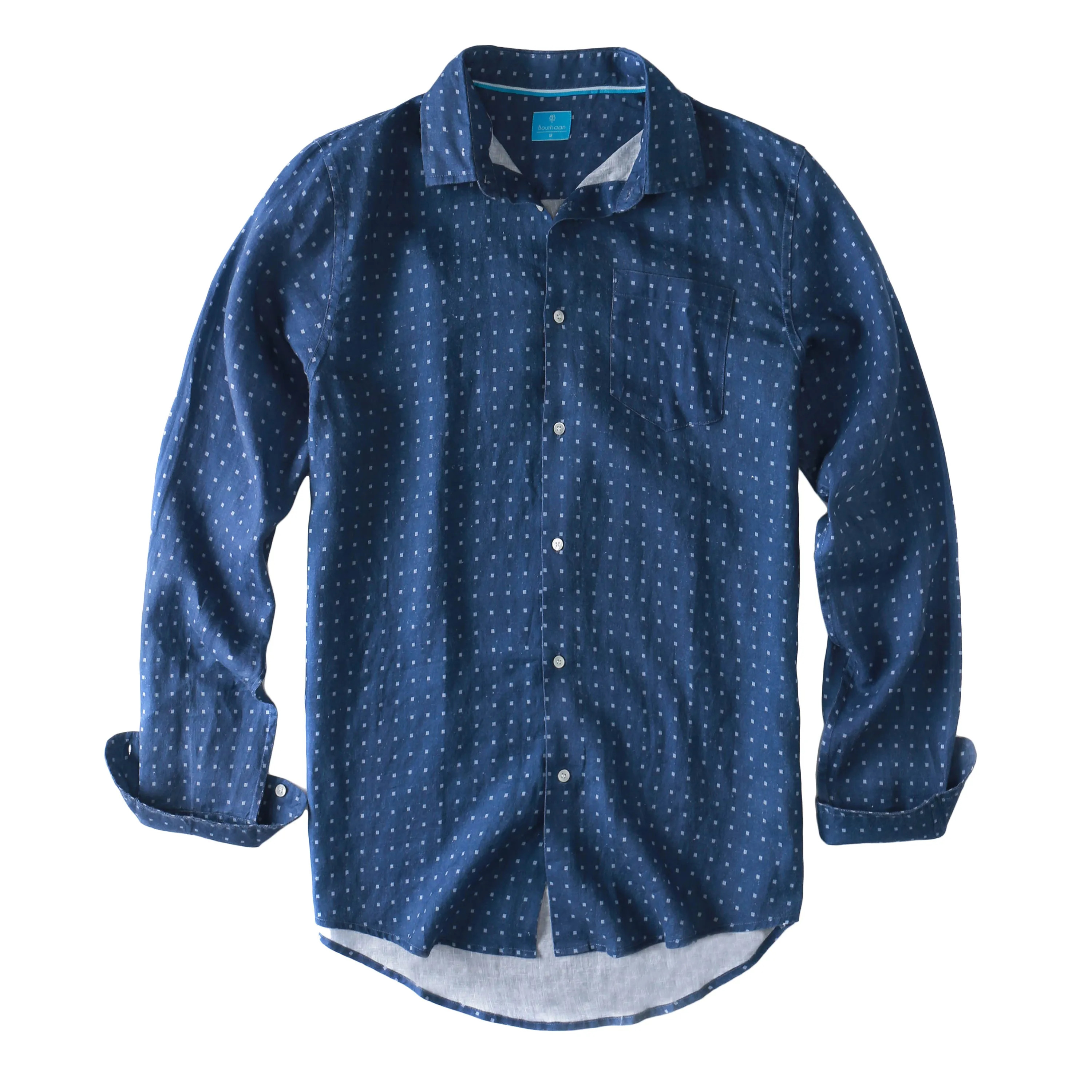 Men's Regular Fit Long Sleeve 100% Linen Shirt