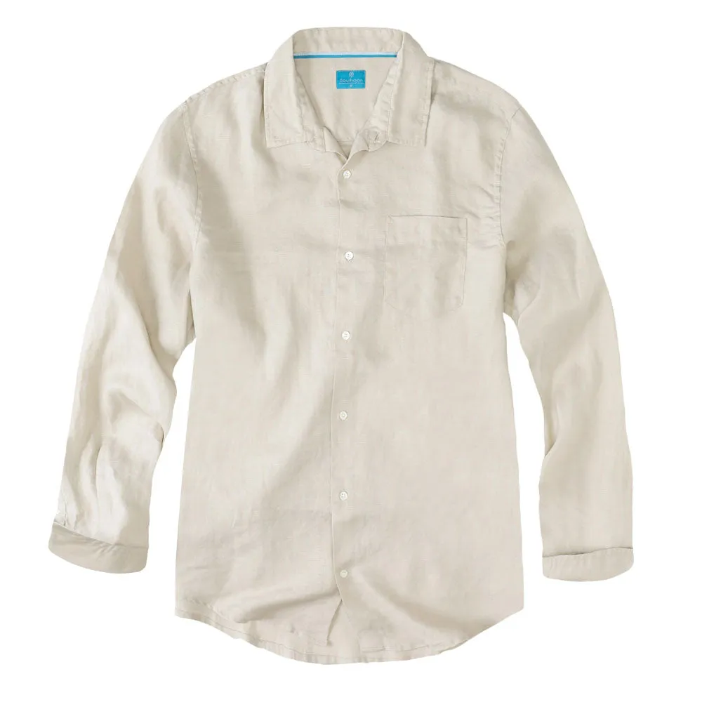 Men's Regular Fit Long Sleeve 100% Linen Shirt