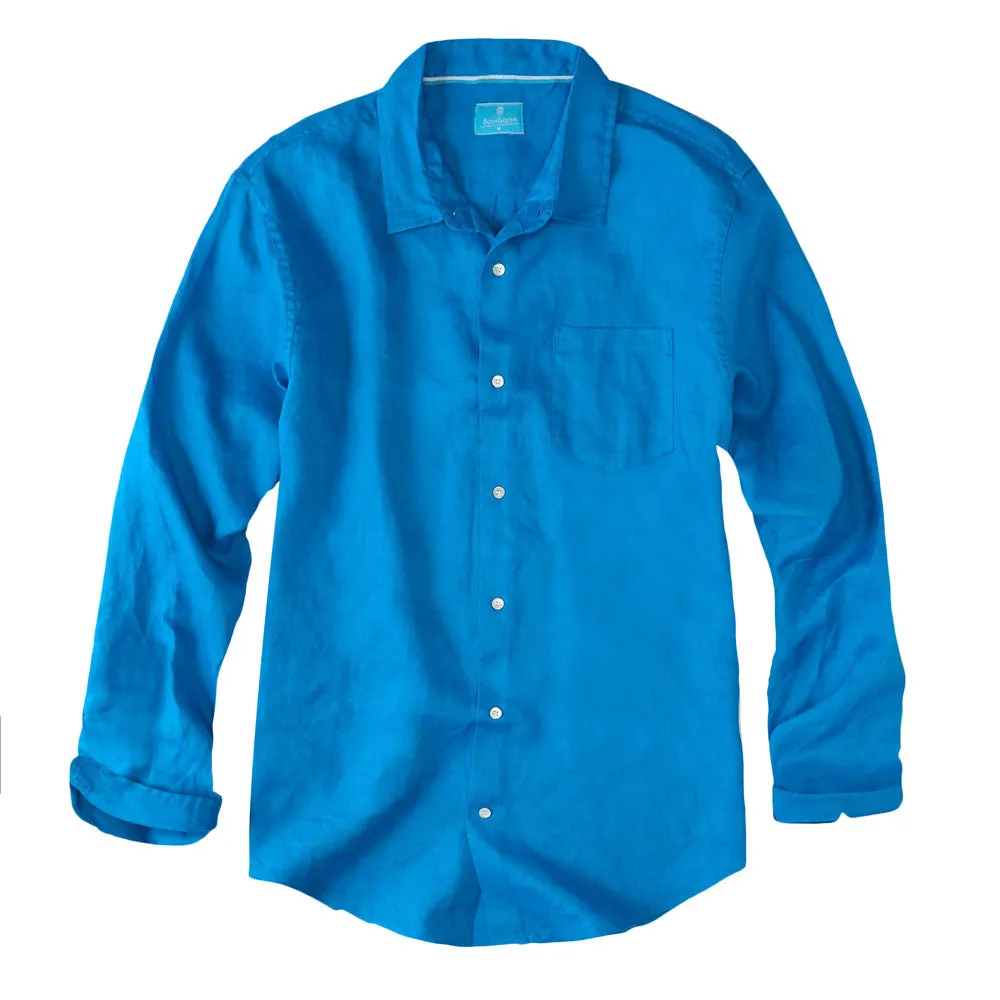 Men's Regular Fit Long Sleeve 100% Linen Shirt