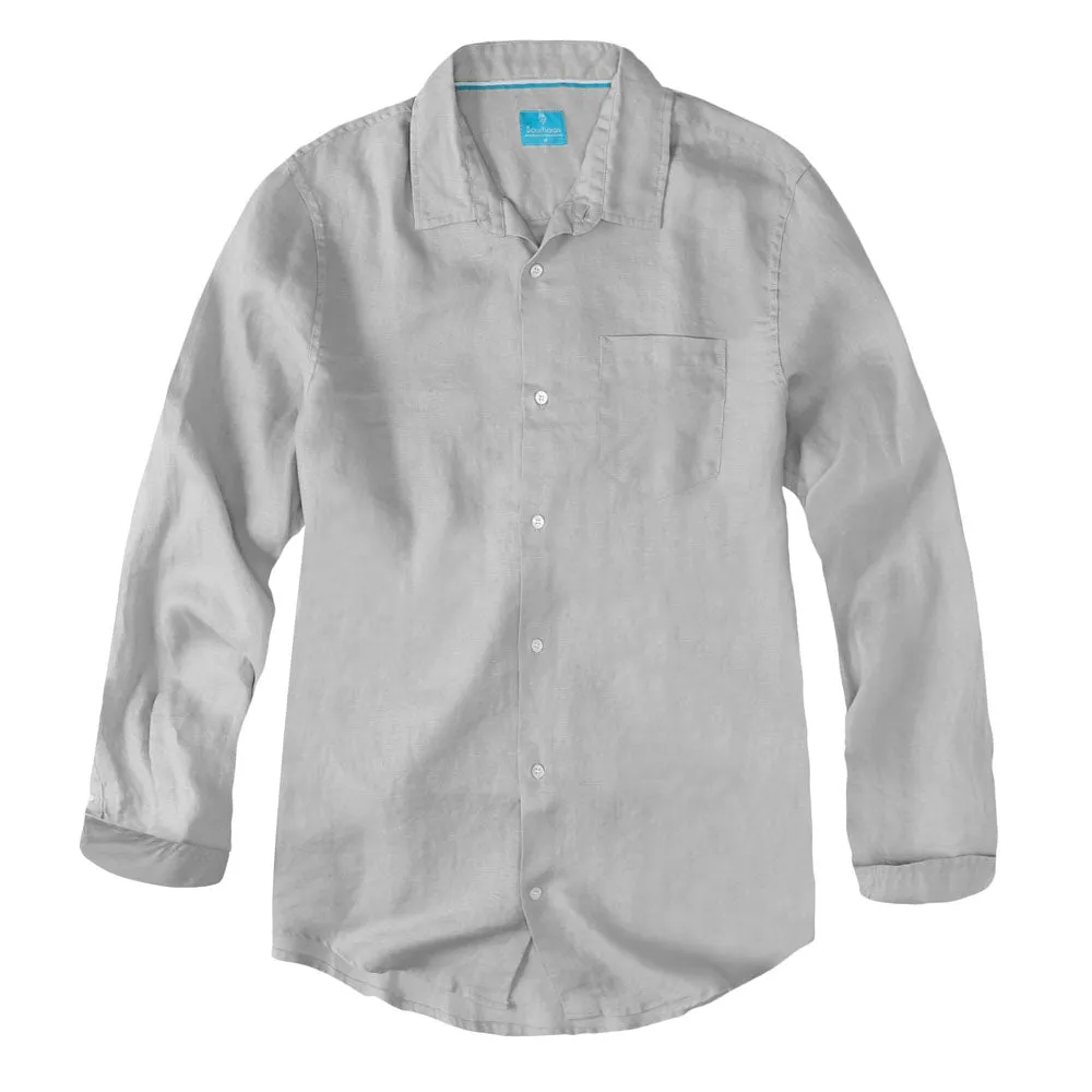 Men's Regular Fit Long Sleeve 100% Linen Shirt